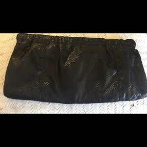 Old Navy black faux snake skin clutch
